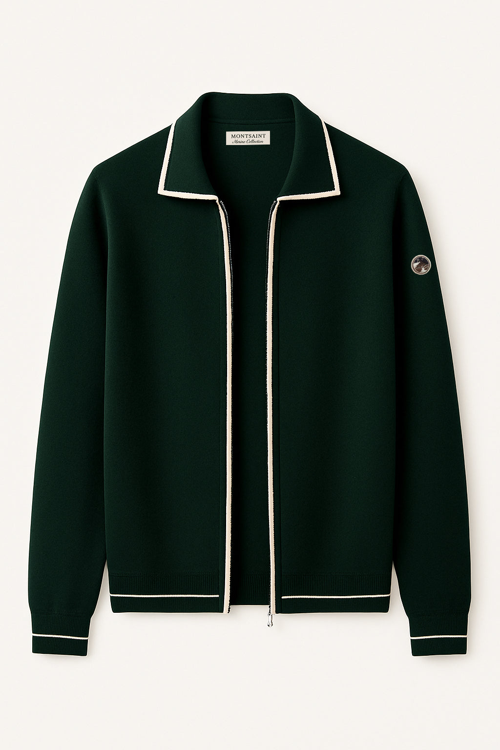 Merino Polo Cardigan Dark Green