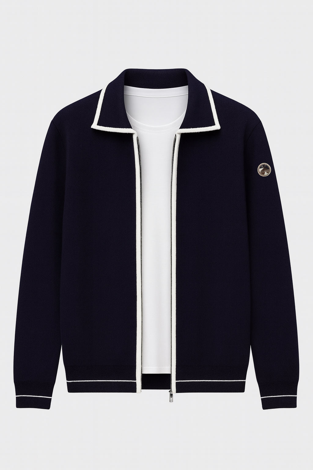 Merino Polo Cardigan Navy