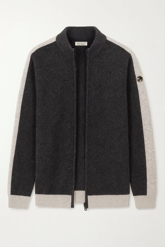 Merino Striped Cardigan Dark Gray